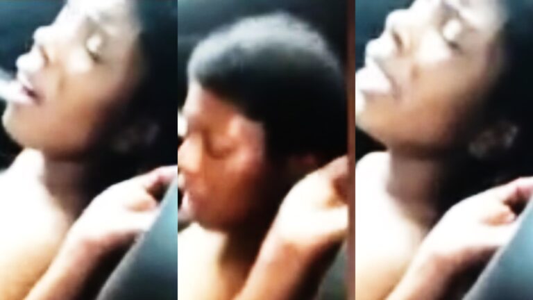 Lady give it out in a car with driver video